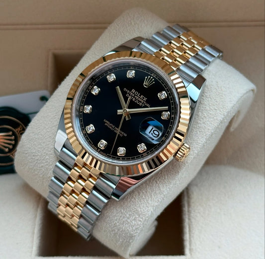 Datejust Acciaio e Oro Nero Diamantato